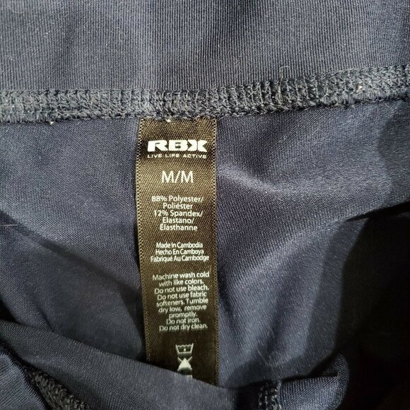 RBX Activewear Athletic Cropped Capri Leggings Womens Medium Blue on Blue Yoga - Picture 8 of 8